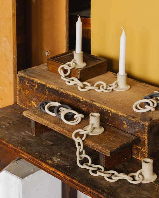 Double chain candlesticks (speckled)